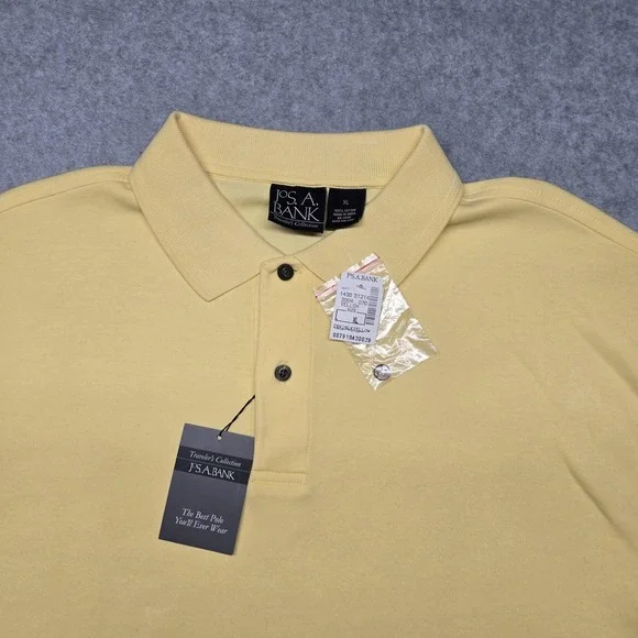 Jos. A. Bank Polo Shirt Mens XL Yellow Traveler's Collection Cotton Short Sleeve - Picture 3 of 16
